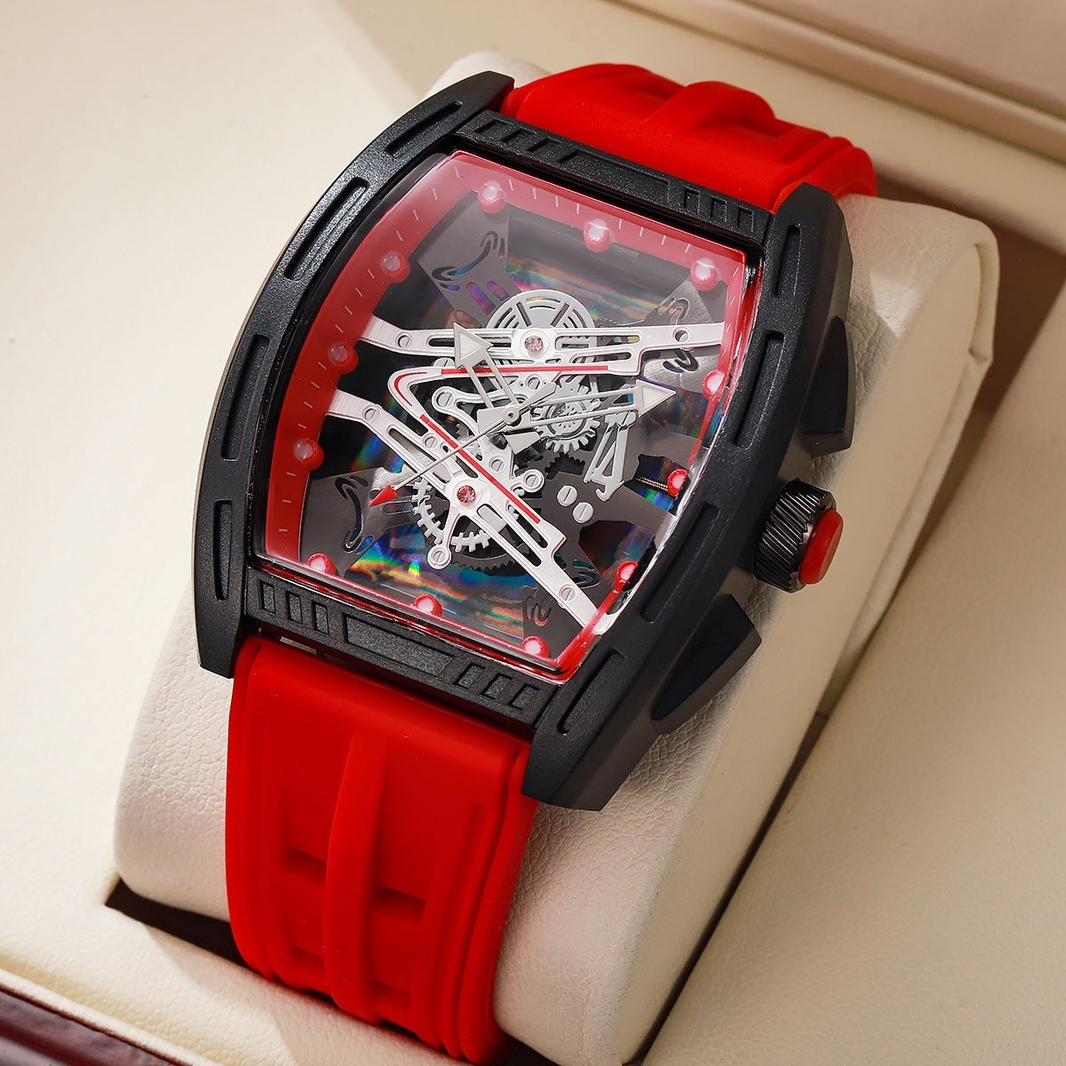 Skeleton Fashion Men's Watch - Red - WT23826373