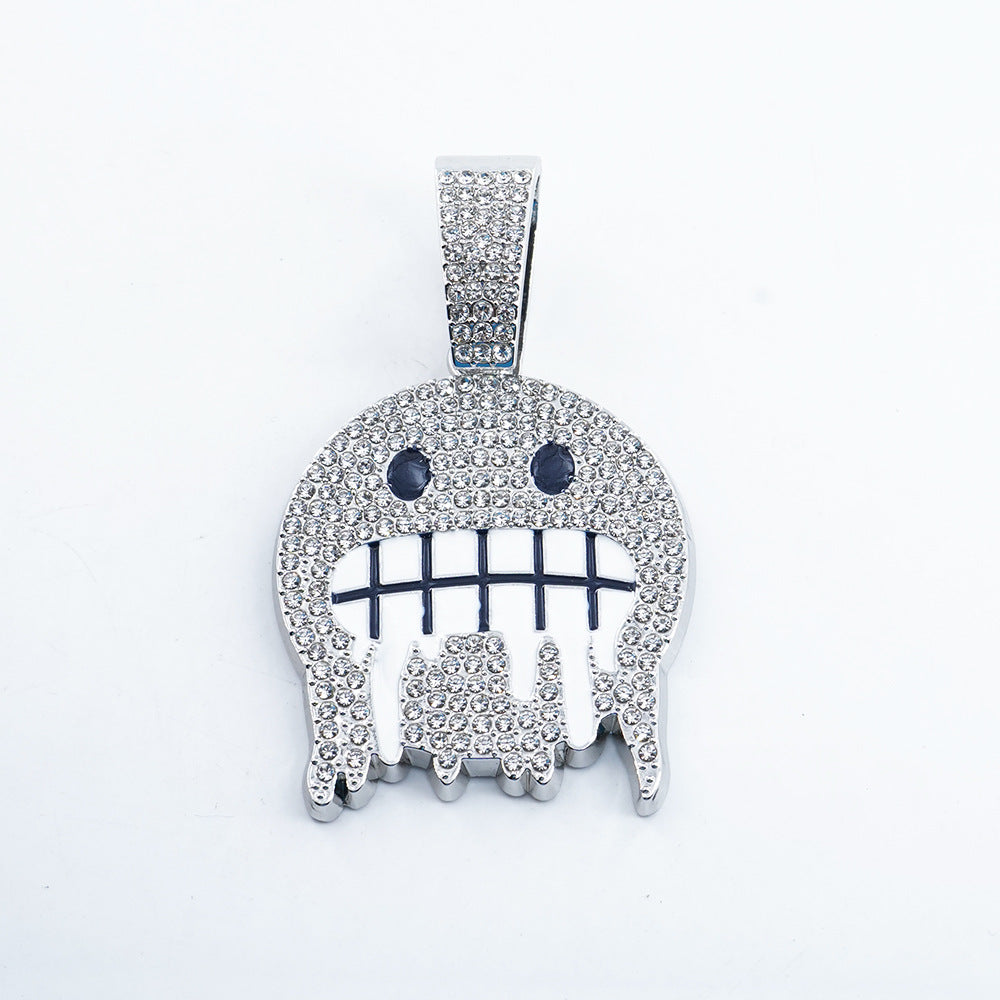 Fully Iced Cold Face Emoji Pendant - Silver Pendant Only (No Chain)