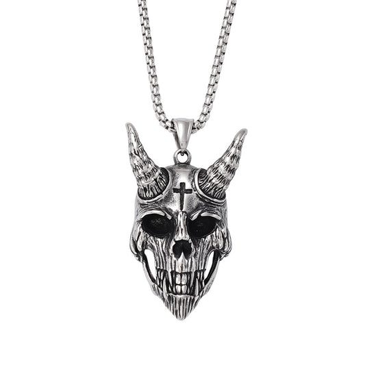 Vintage Titanium Steel Skull Necklace - Ghost Pendant with Chain – Titanium Steel