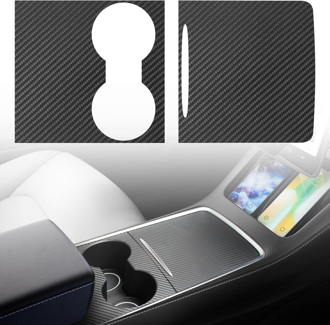 Center Console Wrap Kit Carbon Fiber Console Cover Interior Decoration Wrap Kit Compatible with Tesla Model 3 Model Y 2021 2022 2023Tesla Accessories (Matte Carbon Fiber)