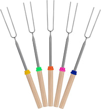 Load image into Gallery viewer, Extendable Stainless Steel Roasting Sticks, 5 Pack, 32&quot; - For S&#39;mores, Hot Dogs, Campfires and Fire Pits
