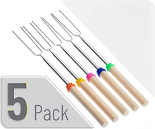 Load image into Gallery viewer, Extendable Stainless Steel Roasting Sticks, 5 Pack, 32&quot; - For S&#39;mores, Hot Dogs, Campfires and Fire Pits
