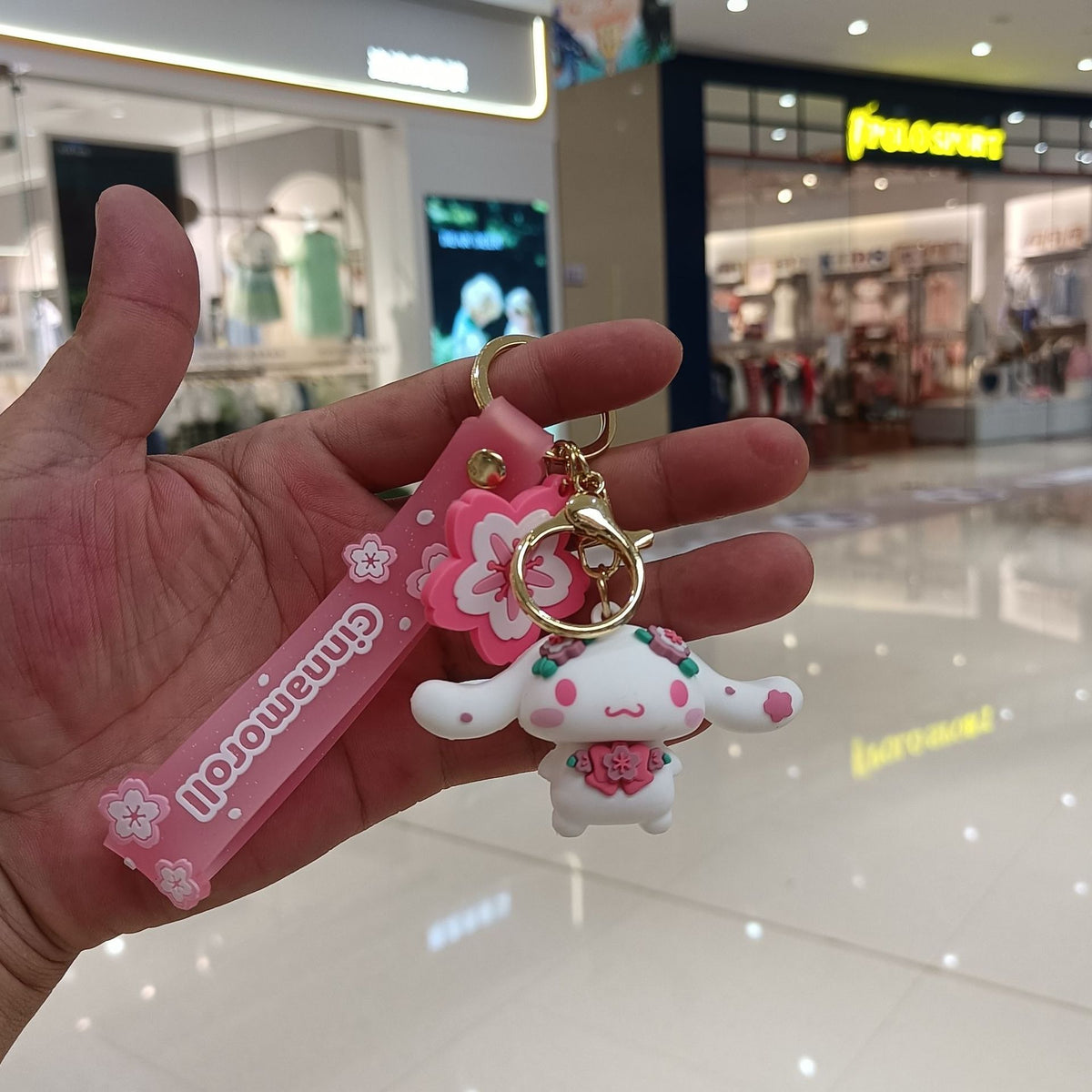 Pink Sakura Sanrio Cinnamoroll Figurine Keychain