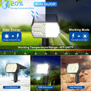 Solar Lights Outdoor Waterproof IP68, 56 LED 3 Lighting Modes Solar Powered Garden Yard Spot Solar Lights for Outside Landscape- 4 Pack (Cool White)