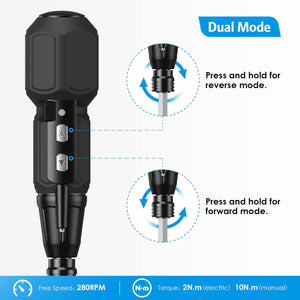 Electric Screwdriver Cordless, Rechargeable Power Screwdrivers Set, Portable Automatic Home Repair Tool Kit with LED Lights and USB Cable