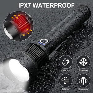 Rechargeable 990000 High Lumens LED Flashlights, XHP90.2 Super Bright Flashlight with Zoomable & 5 Modes & IPX7 Waterproof for Camping