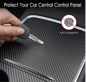 Center Console Wrap Kit Carbon Fiber Console Cover Interior Decoration Wrap Kit Compatible with Tesla Model 3 Model Y 2021 2022 2023Tesla Accessories (Matte Carbon Fiber)