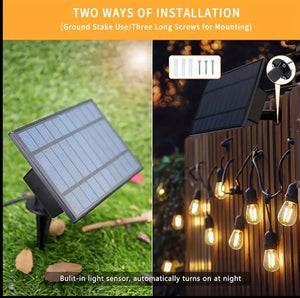 36FT Solar String Lights Outdoor Patio Lights, Solar Deck Light String, 15+1 Shatterproof Bulbs For Patio, Backyard, Porch, Outdoor