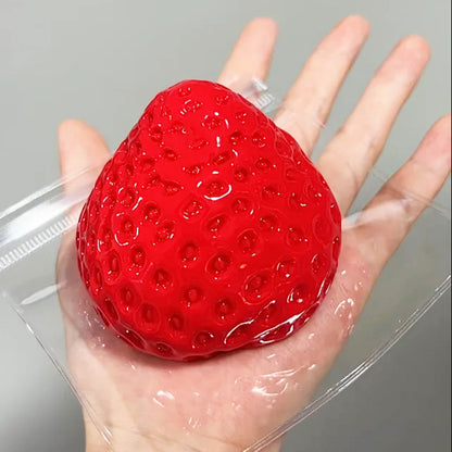 Slow-Rising Soft Cute Stress Relief Squishy Toy - Large Strawberry - Glossy Red