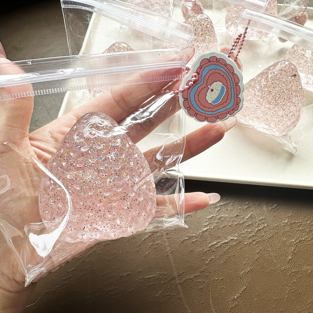Slow-Rising Soft Cute Stress Relief Squishy Toy - Large Strawberry - Translucent Glitter