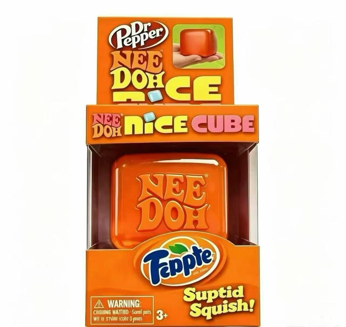 NeeDoh Cube Squishy Toy - Fanta - 5.5 cm