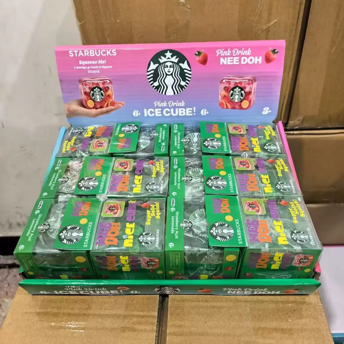 NeeDoh Cube Squishy Toy - Green Starbucks - PVC Box
