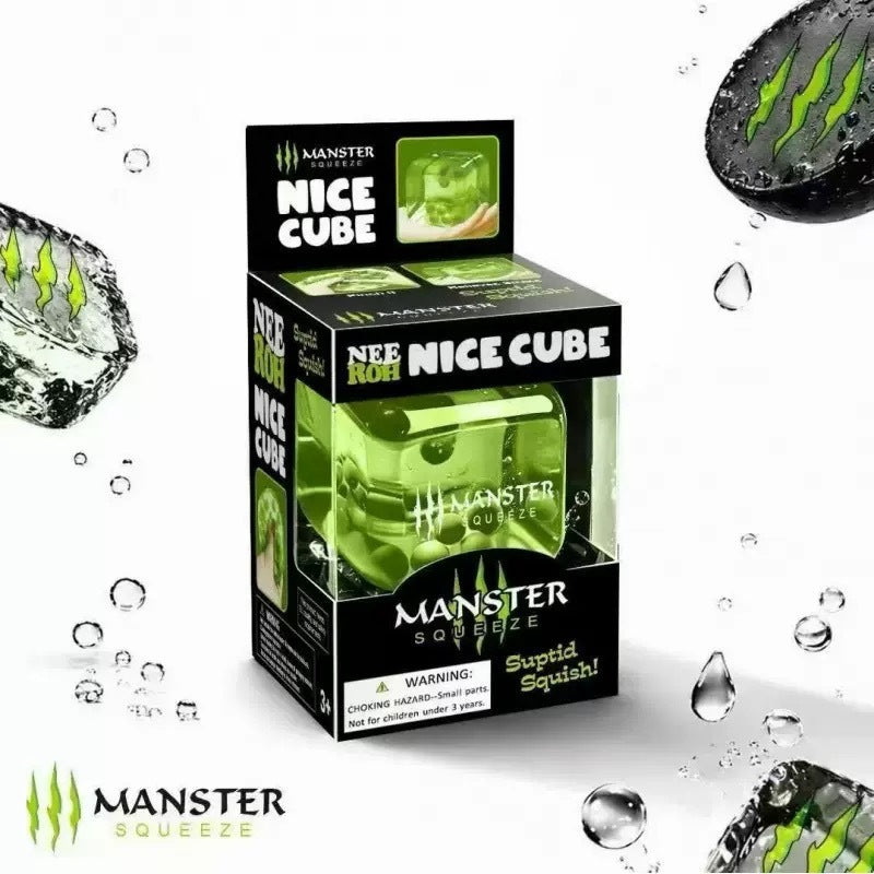 NeeDoh Cube Squishy Toy - Green Monster - 5.5 cm