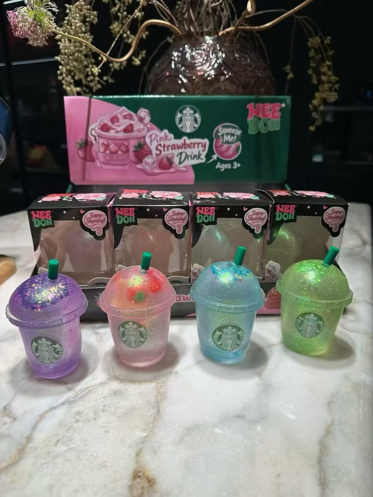 NeeDoh Cube Squishy Toy - Large Starbucks Milk Tea