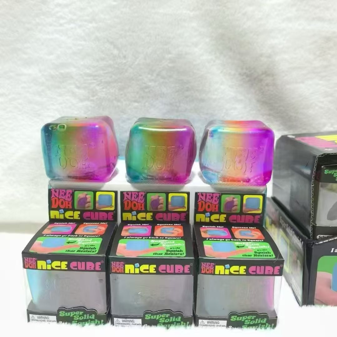 NeeDoh Cube Squishy Toy - Rainbow Block