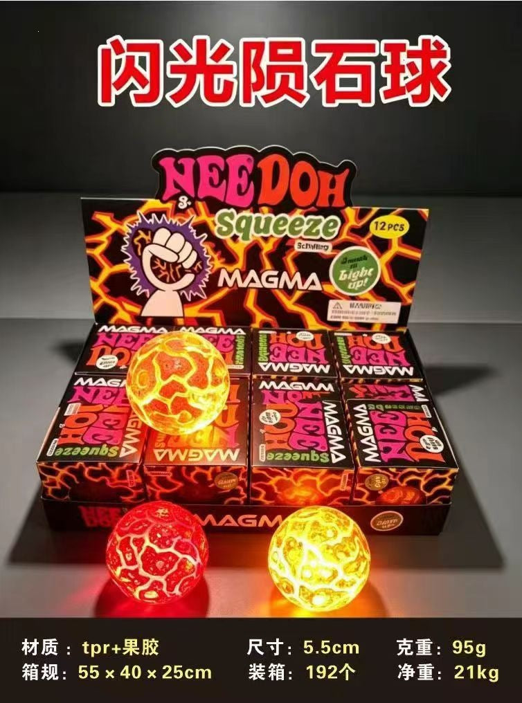 NeeDoh Cube Squishy Toy – Glow-in-the-Dark Malt Candy Style - Meteor Flash Ball