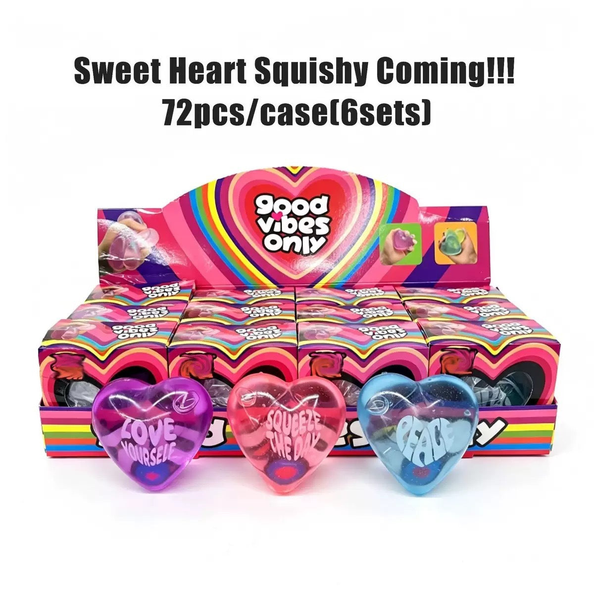 NeeDoh Cube Squishy Toy – Glow-in-the-Dark Malt Candy Style - 3-Color Heart - Random Color