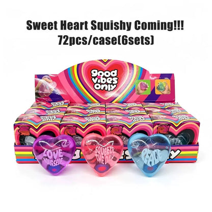 NeeDoh Cube Squishy Toy – Glow-in-the-Dark Malt Candy Style - 3-Color Heart - Random Color
