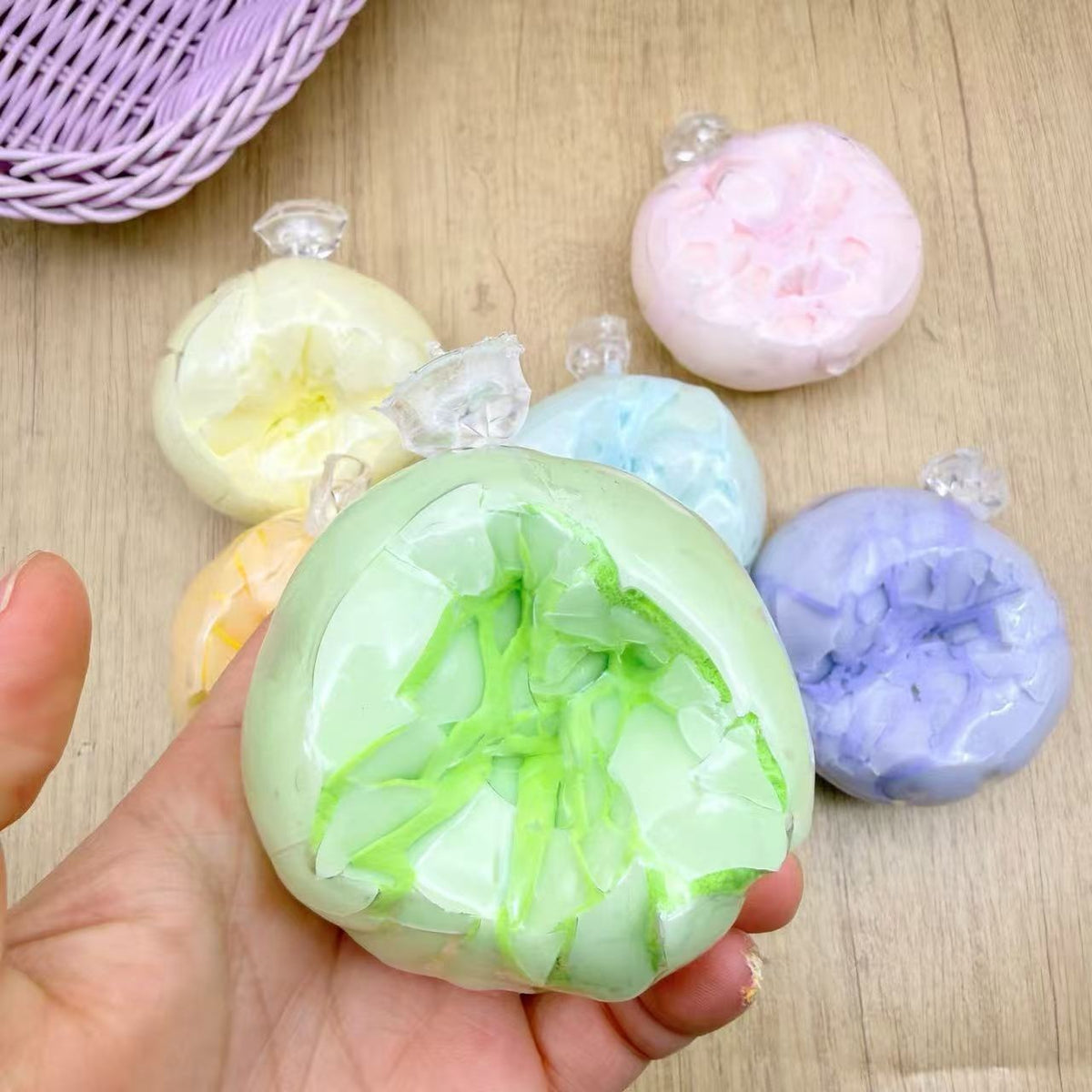 Crunchy Handmade Ball Squishy Toy - Cantaloupe Crunch Ball