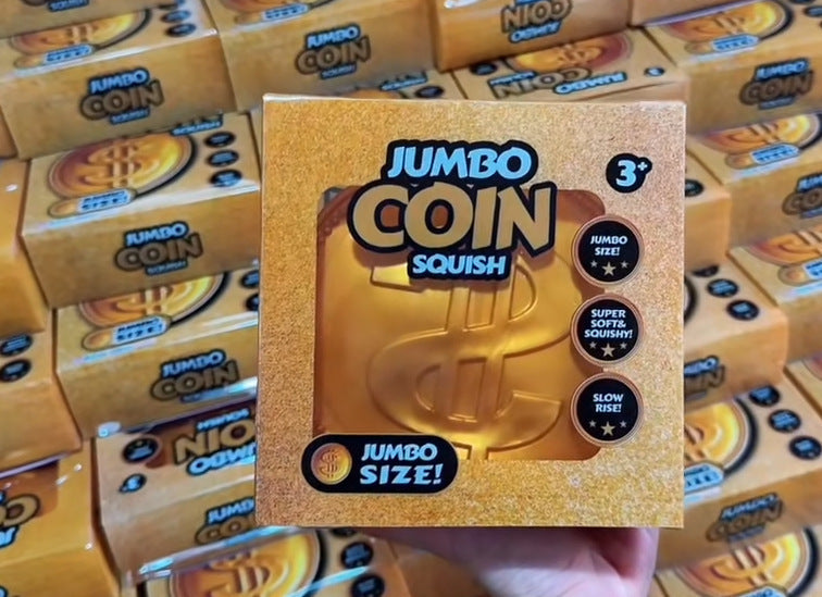 Giant TPR Realistic Squishy Toy - Large Gold Coin - Flour Style