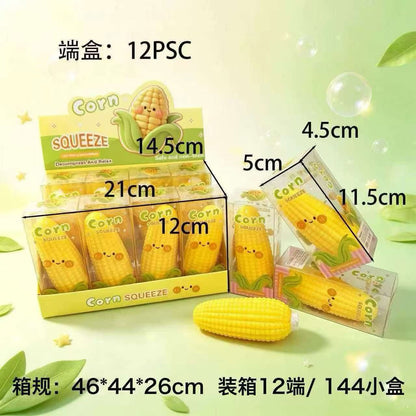 Realistic Squishy Stress Relief Toy - Corn - Building Block Style - Boxed + Full Box