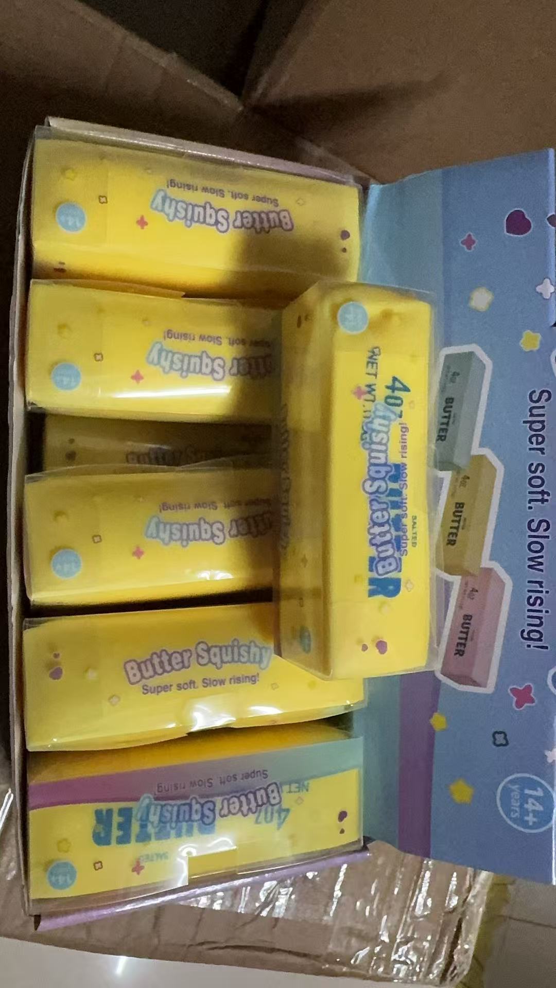 Realistic Squishy Stress Relief Toy - Butter Stick - Building Block Style - 14 cm - Boxed + Full Box