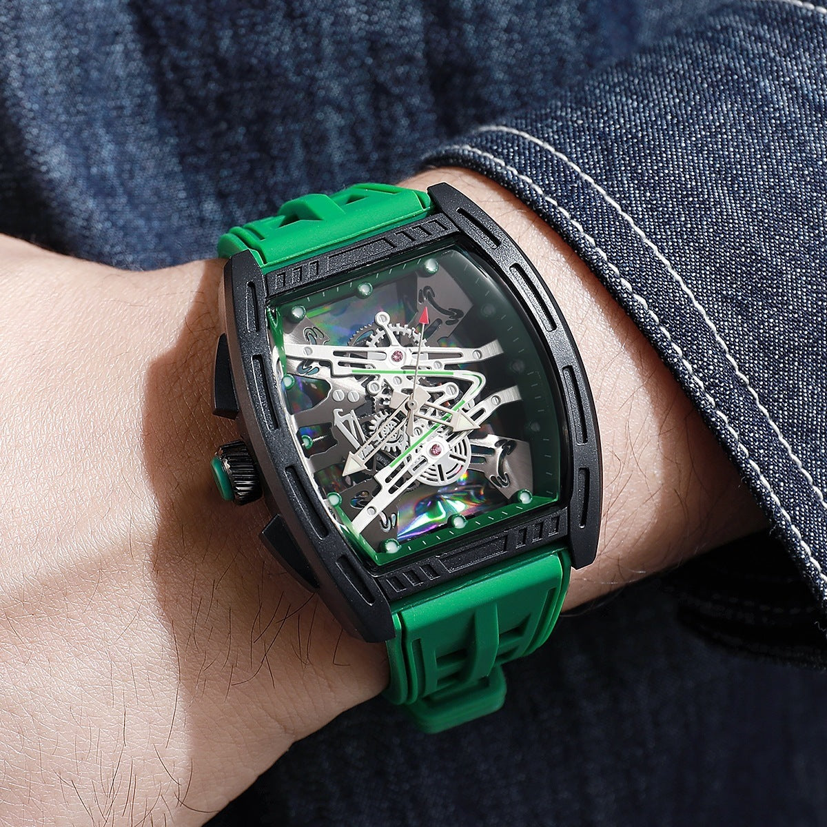 Skeleton Fashion Men's Watch - Green - WT23826371