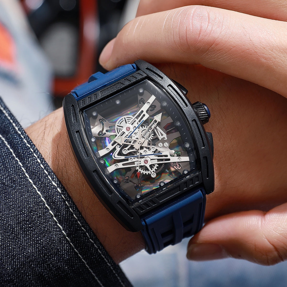 Skeleton Fashion Men's Watch - Blue - WT23826372