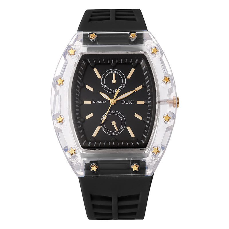 Transparent Tonneau Fashion Watch - Black - WT23826381