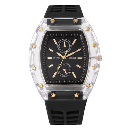 Transparent Tonneau Fashion Watch - Black - WT23826381