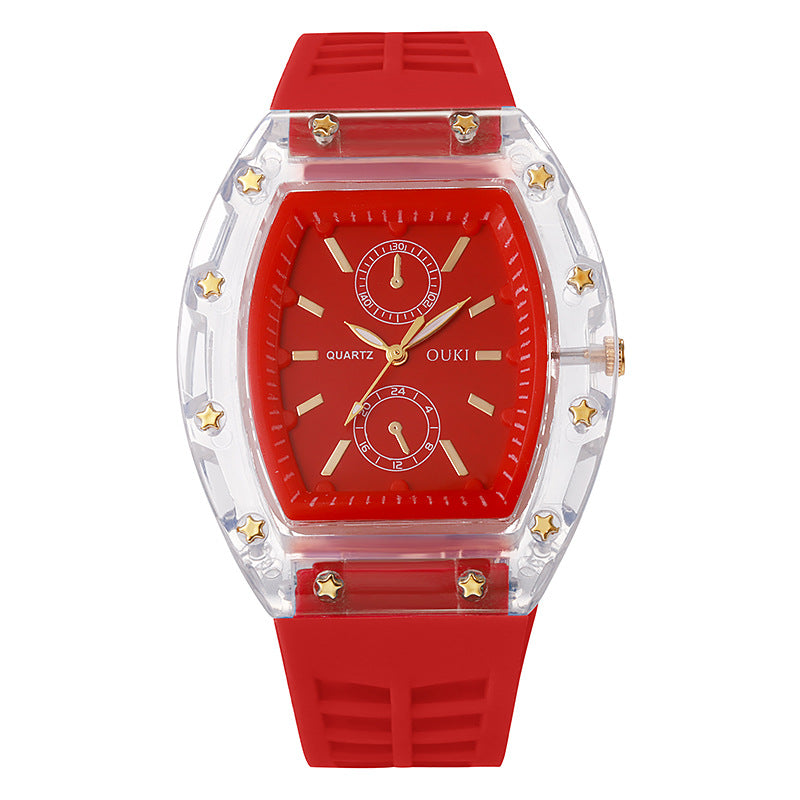 Transparent Tonneau Fashion Watch - Red - WT23826383