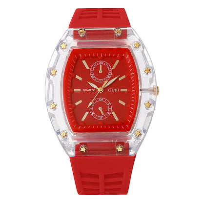Transparent Tonneau Fashion Watch - Red - WT23826383