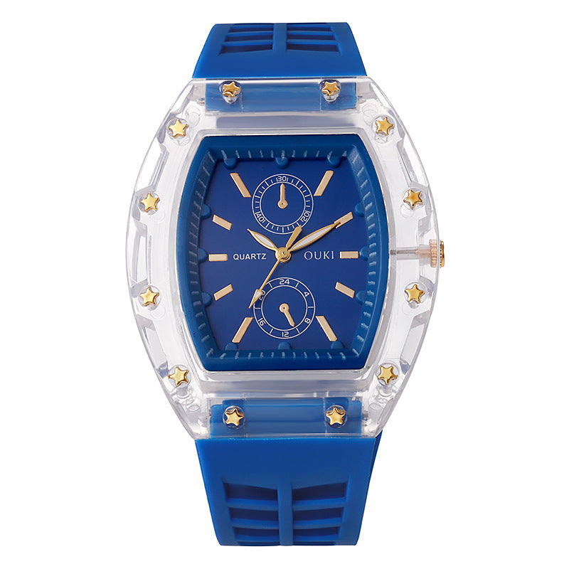 Transparent Tonneau Fashion Watch - Blue - WT23826384