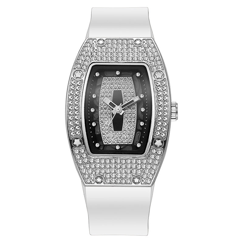 Tonneau Rhinestone Quartz Women's Watch - White - WT23826389
