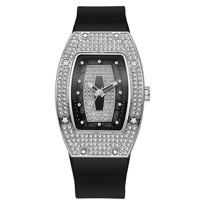 Tonneau Rhinestone Quartz Women's Watch - Black - WT23826390