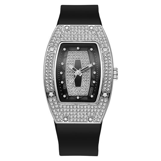 Tonneau Rhinestone Quartz Women's Watch - Black - WT23826390