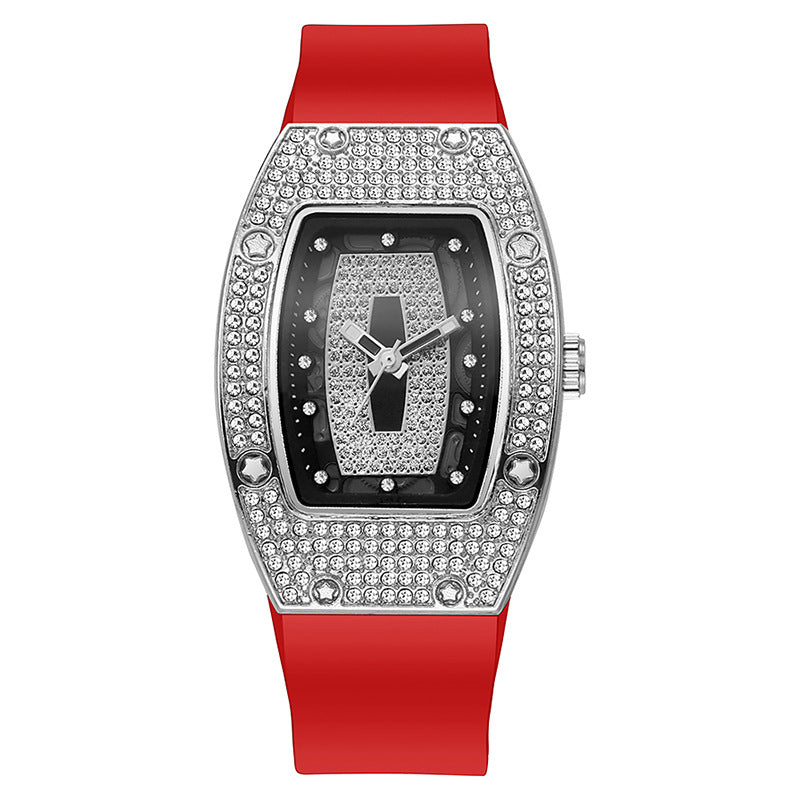 Tonneau Rhinestone Quartz Women's Watch - Red - WT23826393