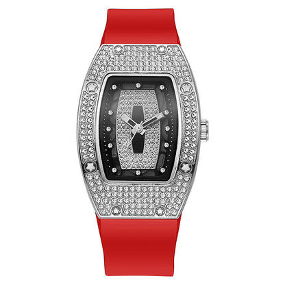 Tonneau Rhinestone Quartz Women's Watch - Red - WT23826393
