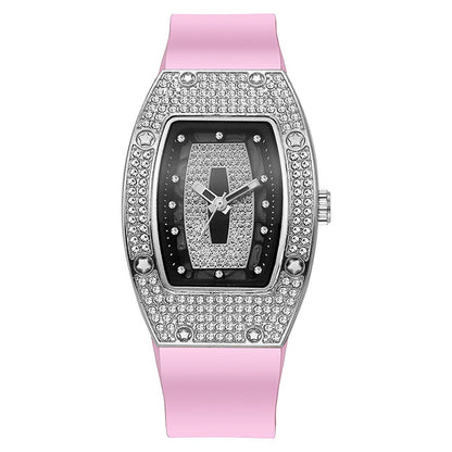 Tonneau Rhinestone Quartz Women's Watch - Pink - WT23826394
