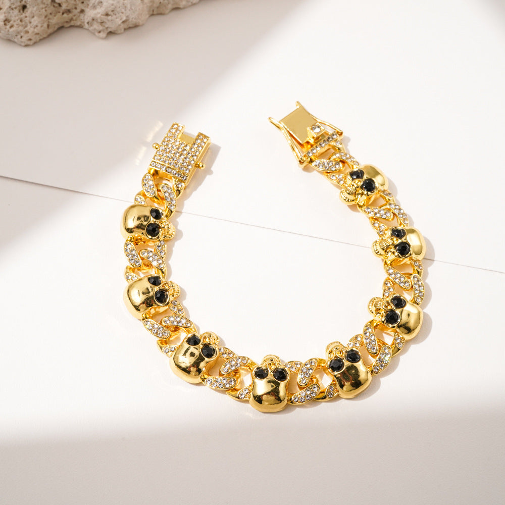 Skull Cuban Chain - 20cm Gold Bracelet