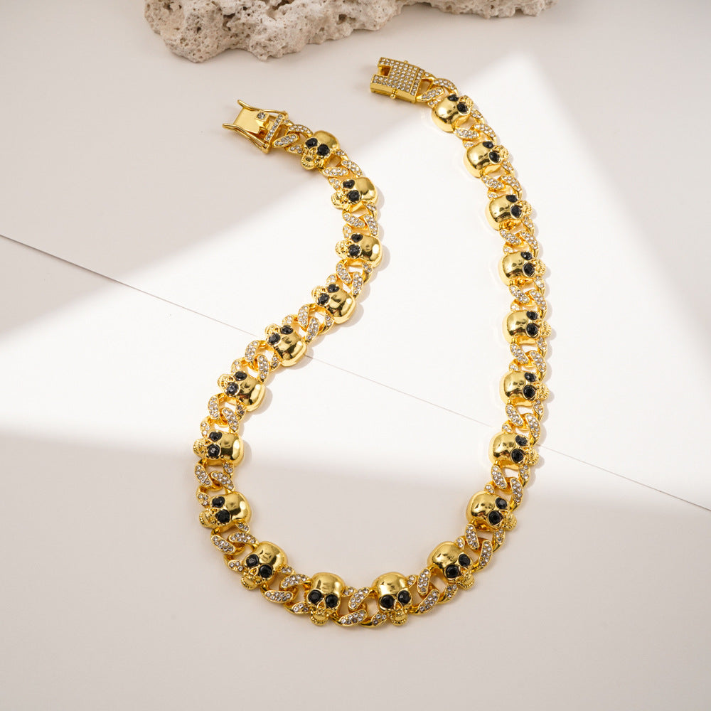 Skull Cuban Chain - 50cm Gold Necklace