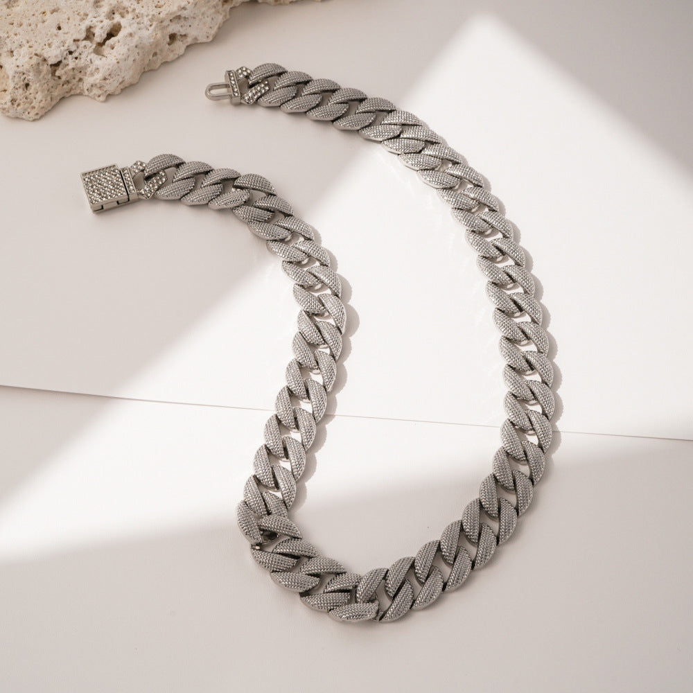 Wide 3D Engraved Cuban Link Clasp Bracelet - 50cm Gold Necklace