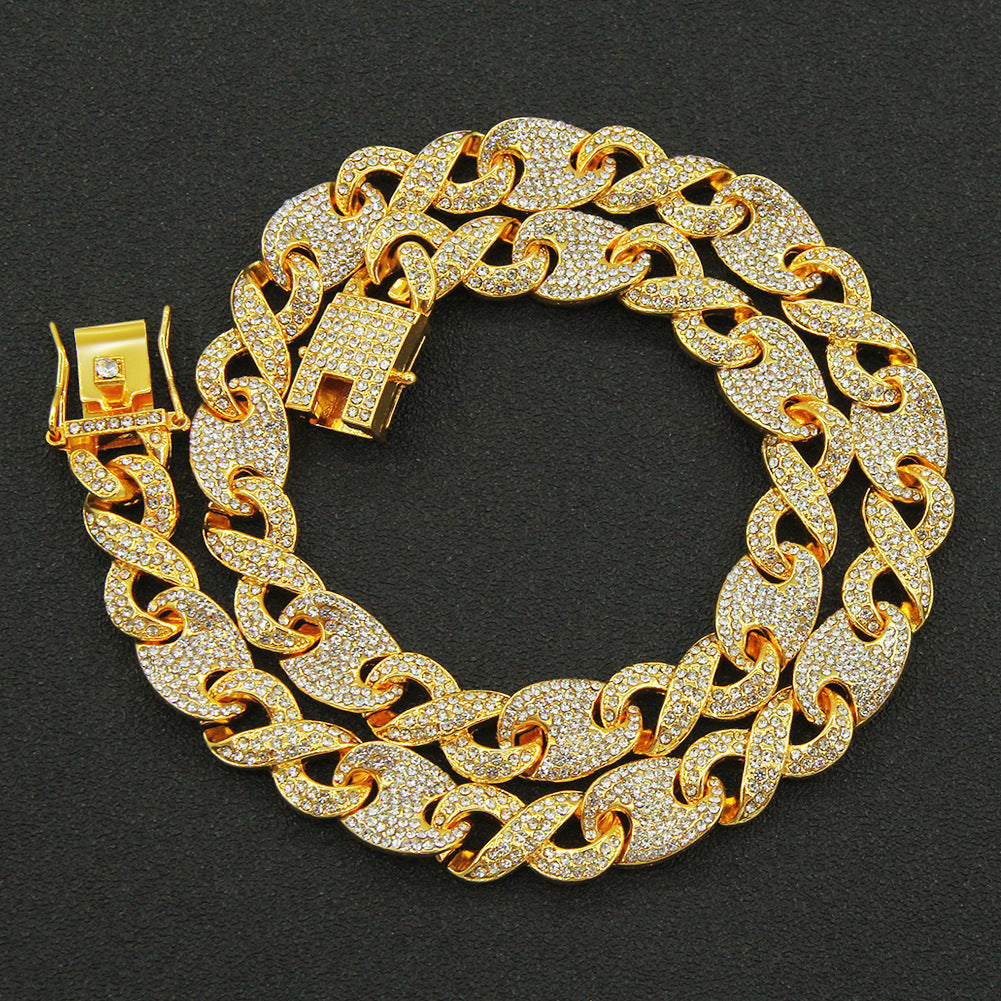 Fully Iced Figure-8 Clasp Cuban Link Necklace - Gold Necklace – 20 inch