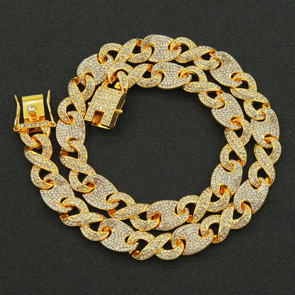 Fully Iced Figure-8 Clasp Cuban Link Necklace - Gold Necklace – 20 inch