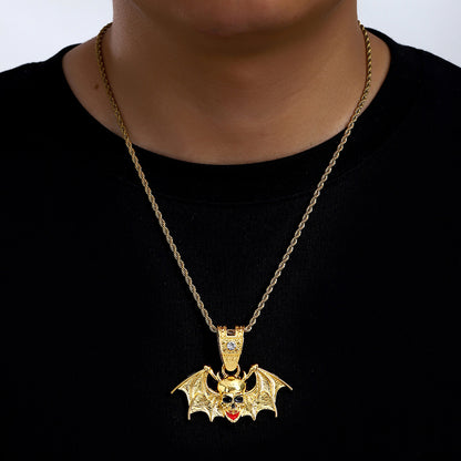 Skull Alloy Pendant Necklace - Gold Pendant with 20-inch Twist Chain