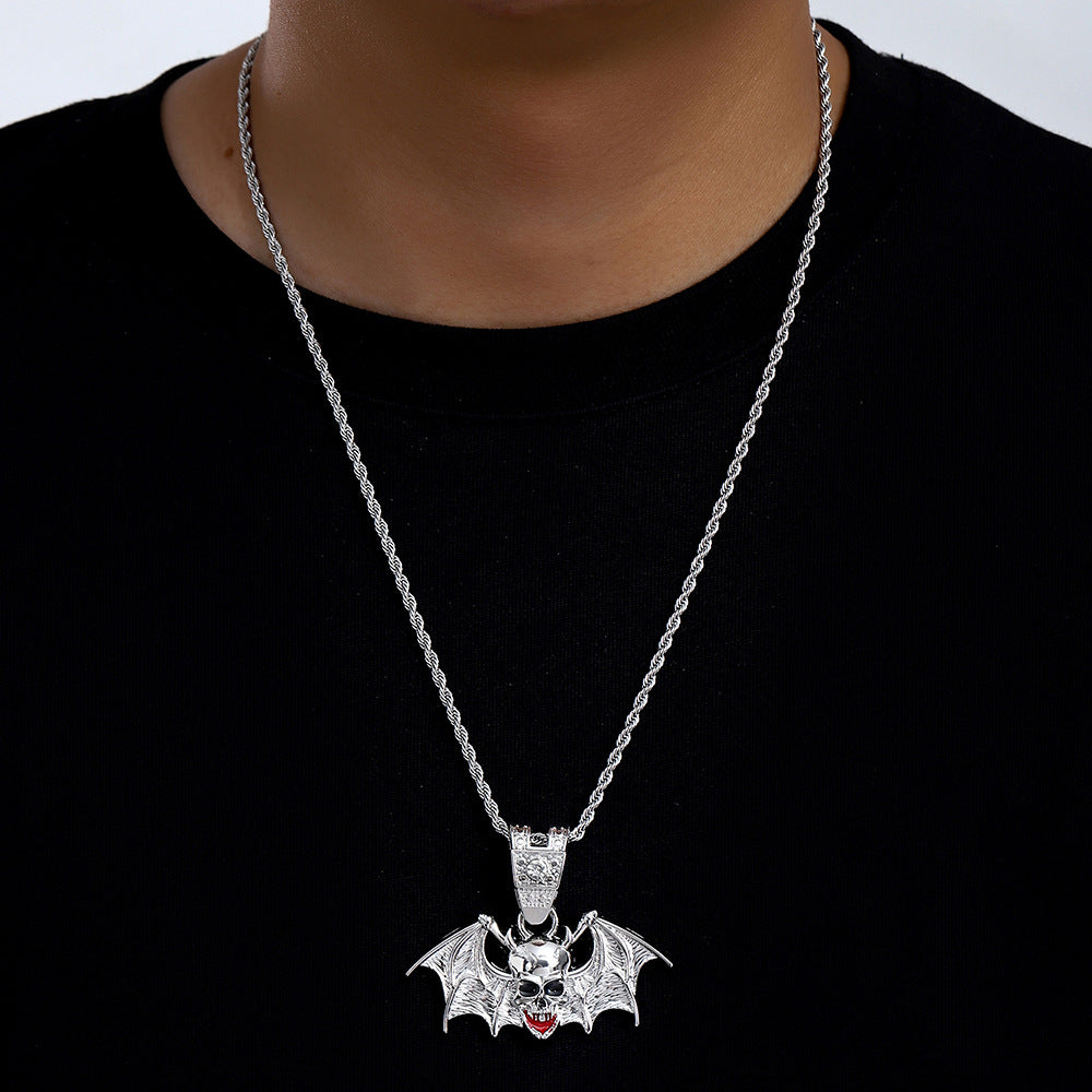Skull Alloy Pendant Necklace - Silver Pendant with 20-inch Twist Chain