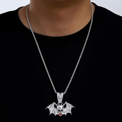 Skull Alloy Pendant Necklace - Silver Pendant with 20-inch Twist Chain