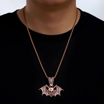 Skull Alloy Pendant Necklace - Antique Bronze Pendant with 20-inch Twist Chain