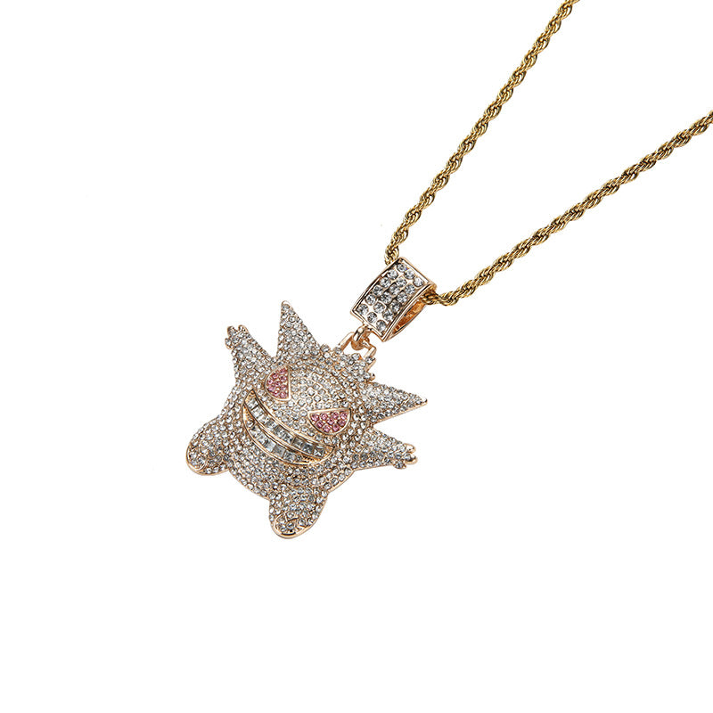 Gengar Alloy Pendant Necklace - Gold Pendant with 20-inch Twist Chain