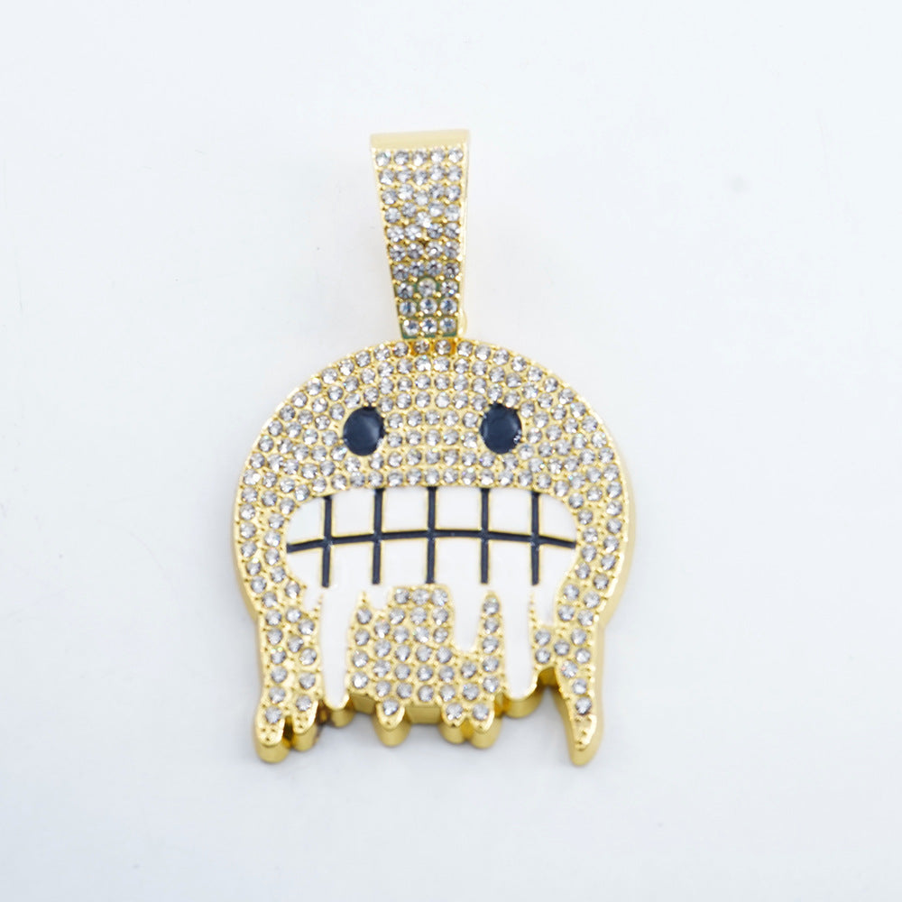Fully Iced Cold Face Emoji Pendant - Gold Pendant Only (No Chain)